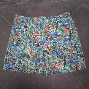 Talbots Floral Linen Cotton Blend Walking Shorts Sz 12